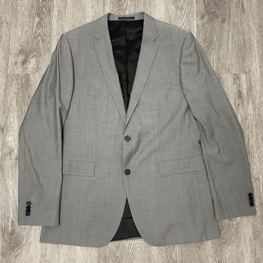 Hugo Boss Blazer Mens 44L Gray Super 130 Guabello Sports Jacket Virgin Wool